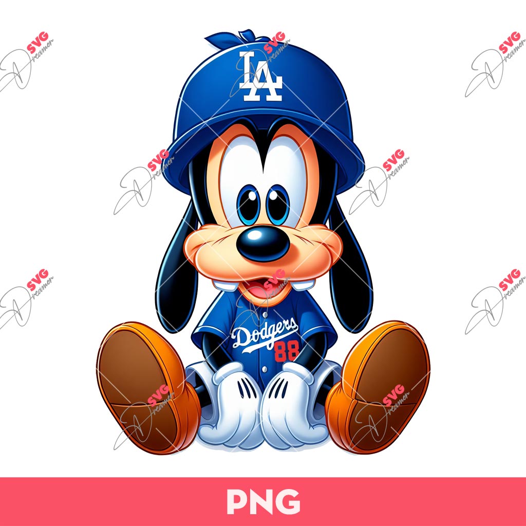 Goofy Los Angeles Dodgers PNG, Goofy Baseball PNG, Disney Sport PNG