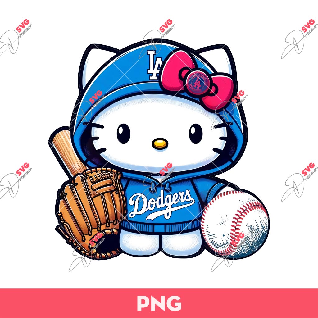 Hello Kitty Baseball Fan Los Angeles Dodgers PNG, Kitty Dodgers PNG, Kitty Baseball PNG