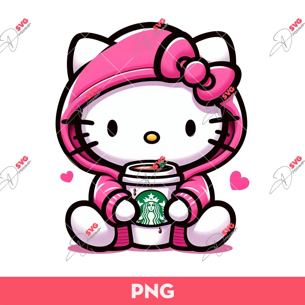 Hello Kitty Coffee PNG, Kitty Starbucks Coffee PNG, Cute Kitty Coffee Starbucks PNG