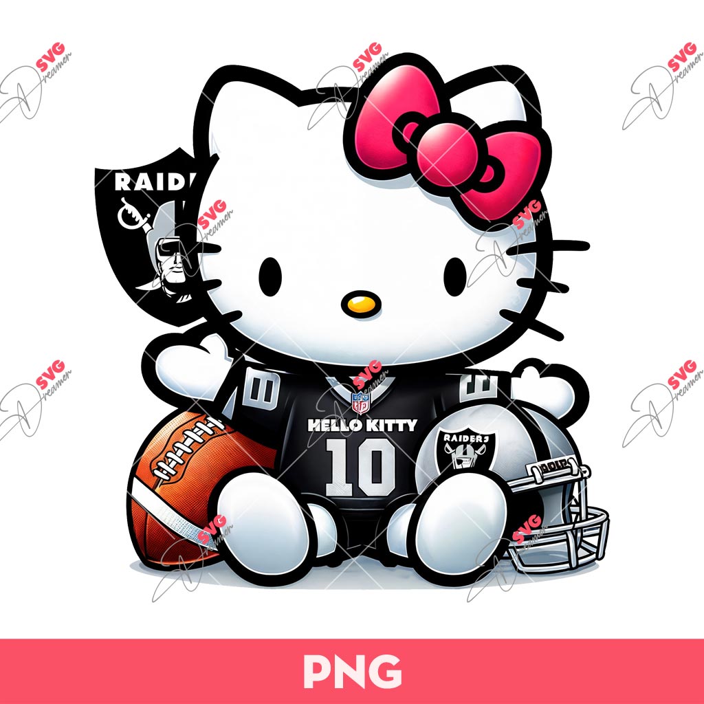 Hello Kitty Las Vegas Raiders Football PNG, Kitty Raiders PNG, Kitty Football PNG