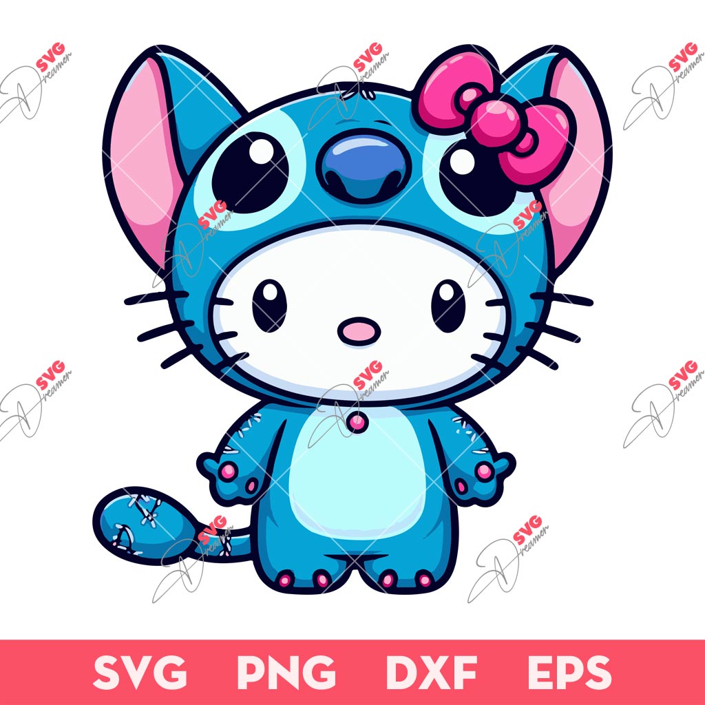 Hello Kitty Stitch SVG, Stitch Kitty SVG PNG