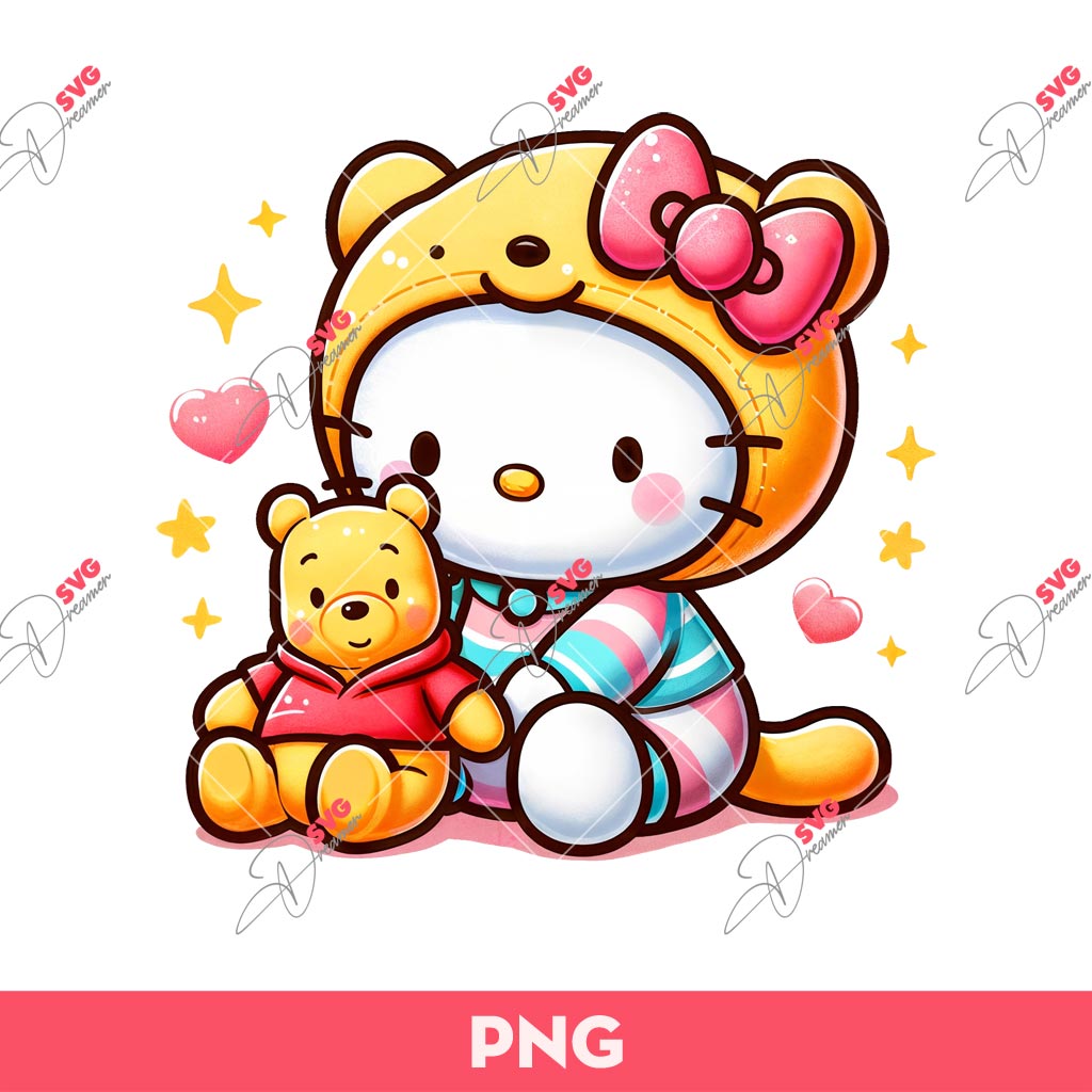 Hello Kitty X Winnie The Pooh PNG, Kitty And Pooh PNG