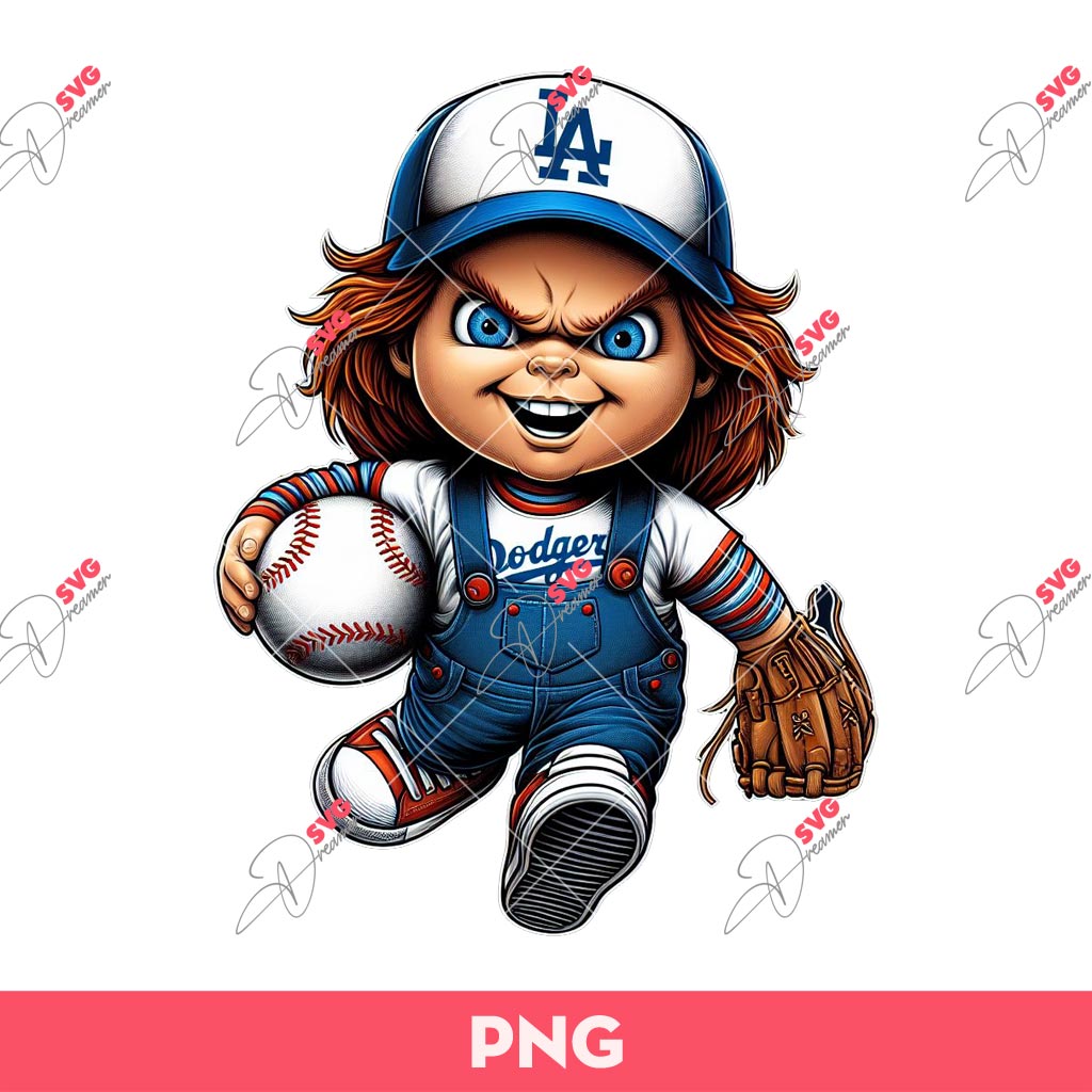 Horror Chucky Fan Dodgers Baseball PNG, Chucky LA Dodgers PNG, Baseball PNG