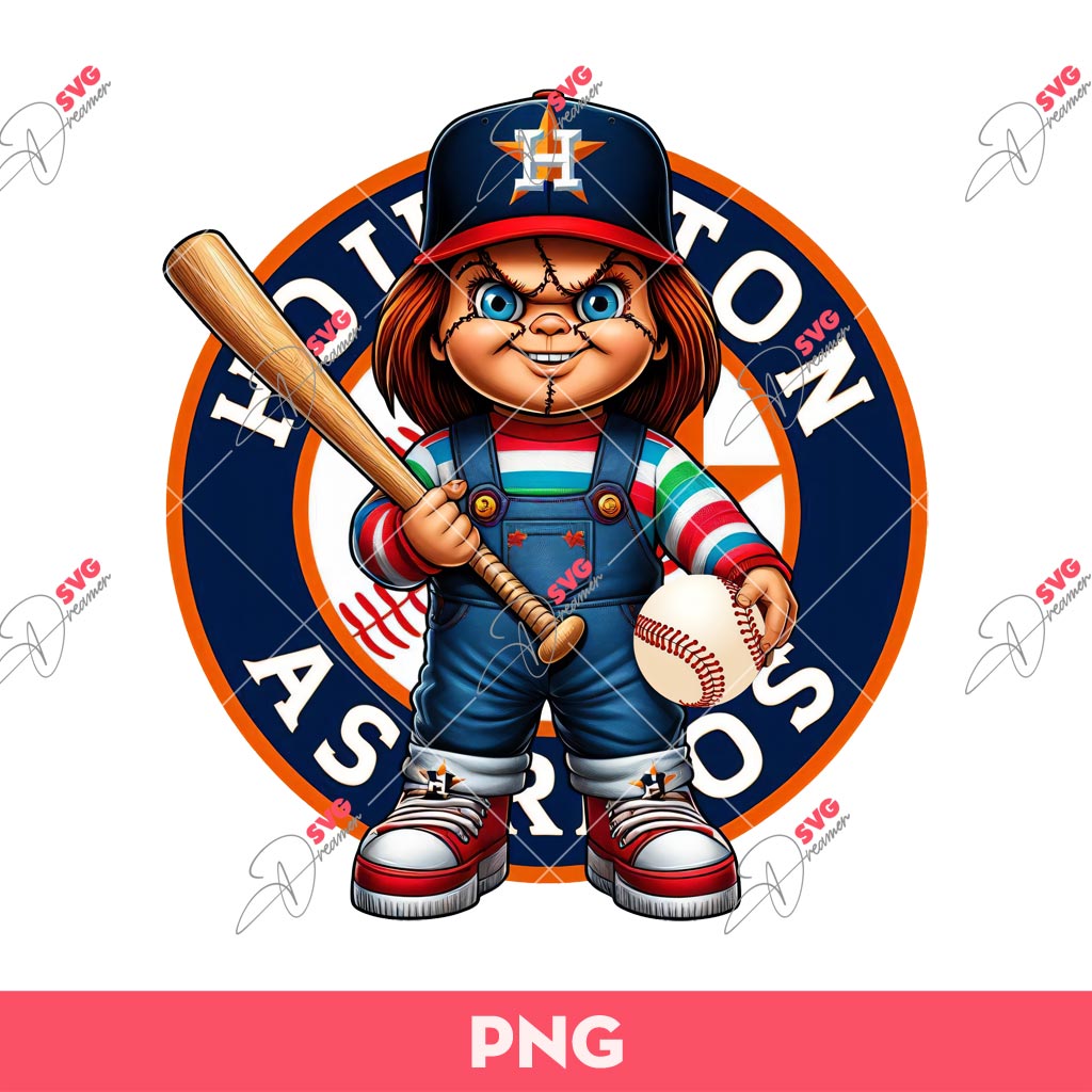 Horror Chucky Houston Astros Baseball PNG, Chucky HA Fan Baseball PNG