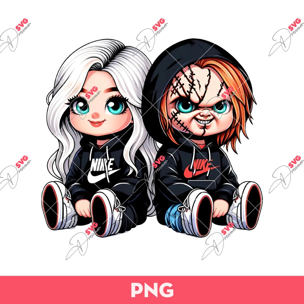 Horror Couple Nike PNG, Horror Chucky And Girlfriend PNG, Chucky Nike PNG