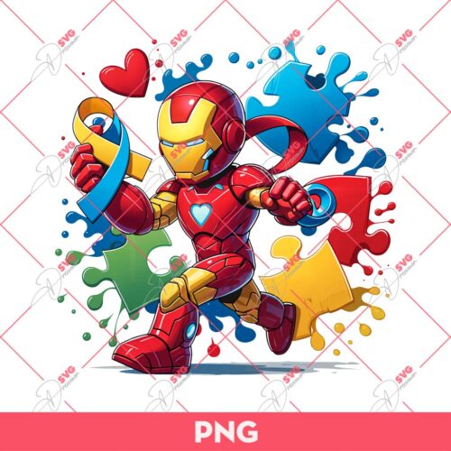Iron Man Autism PNG, Iron Man Superhero Autism PNG, Autism Awareness PNG