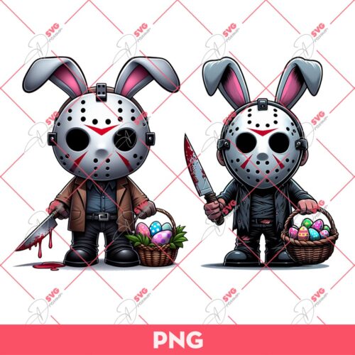 Jason Easter PNG, Jason Voorhees Bunny Easter PNG, Horror Easter (2 Designs)