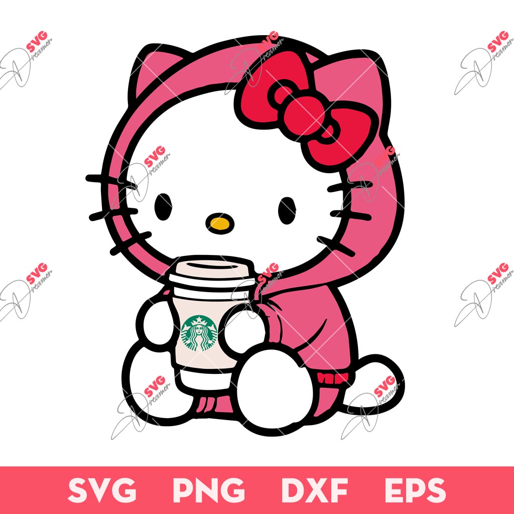 Kitty Starbucks SVG PNG, Hello Kitty Coffee SVG PNG