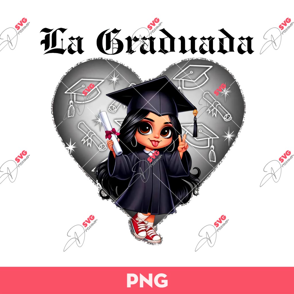 La Graduada Black Backdrop PNG, Chicana Guera Graduate PNG Sublimation, Chicano Old School PNG