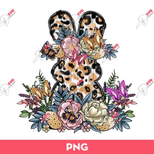 Leopard Bunny Easter PNG, Floral Bunny Easter PNG, Western Easter Bunny PNG