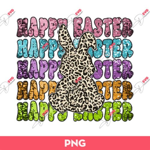 Leopard Bunny Happy Easter PNG, Leopard Rabbit Easter PNG