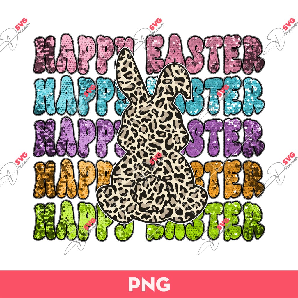 Leopard Bunny Happy Easter PNG, Leopard Rabbit Easter PNG