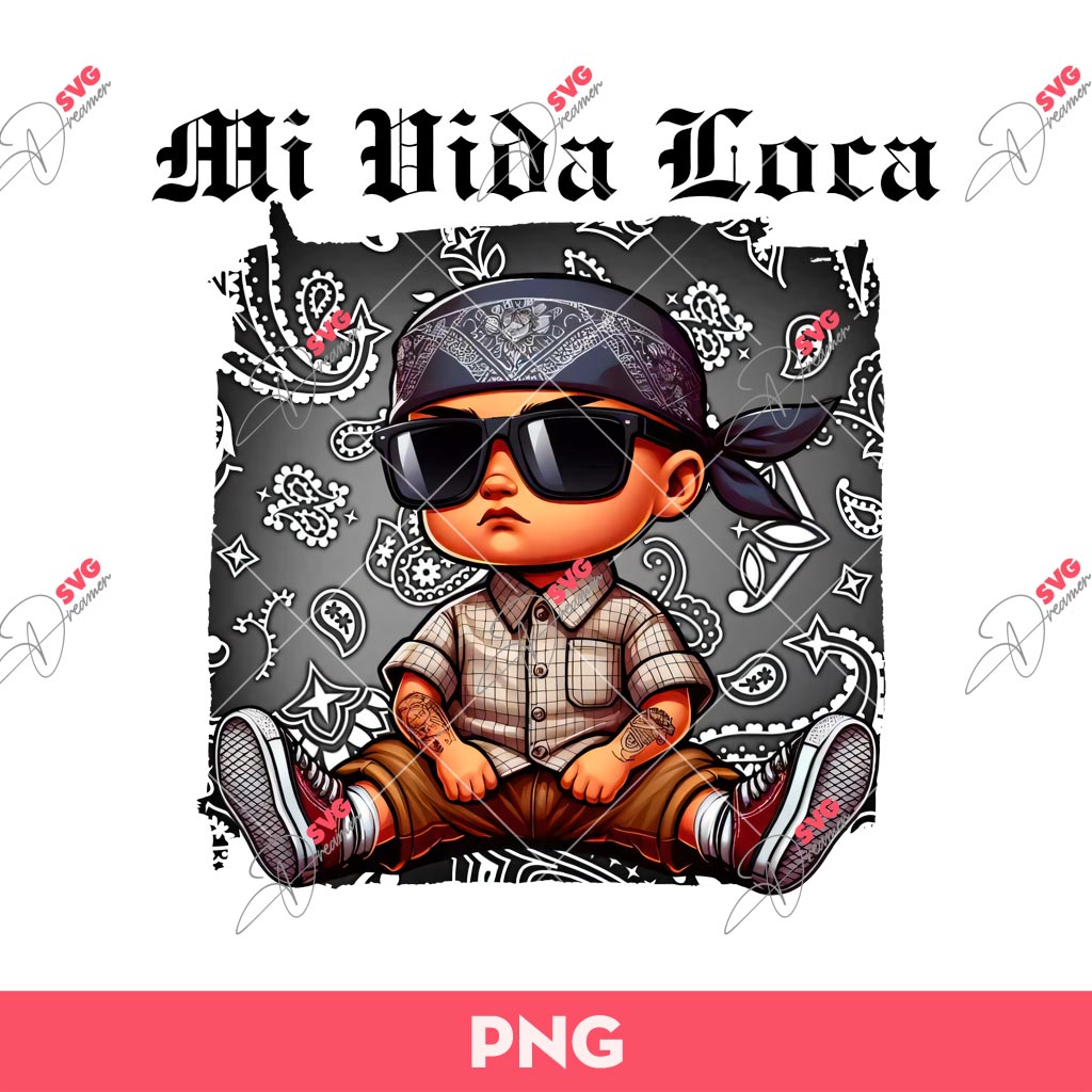 Mi Vida Loca Chicano Cholo PNG, Chicano Cute Baby Boy PNG