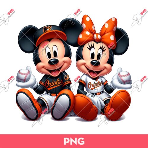 Mickey And Minnie Baltimore Orioles PNG, Disney Mouse Baseball Fan PNG