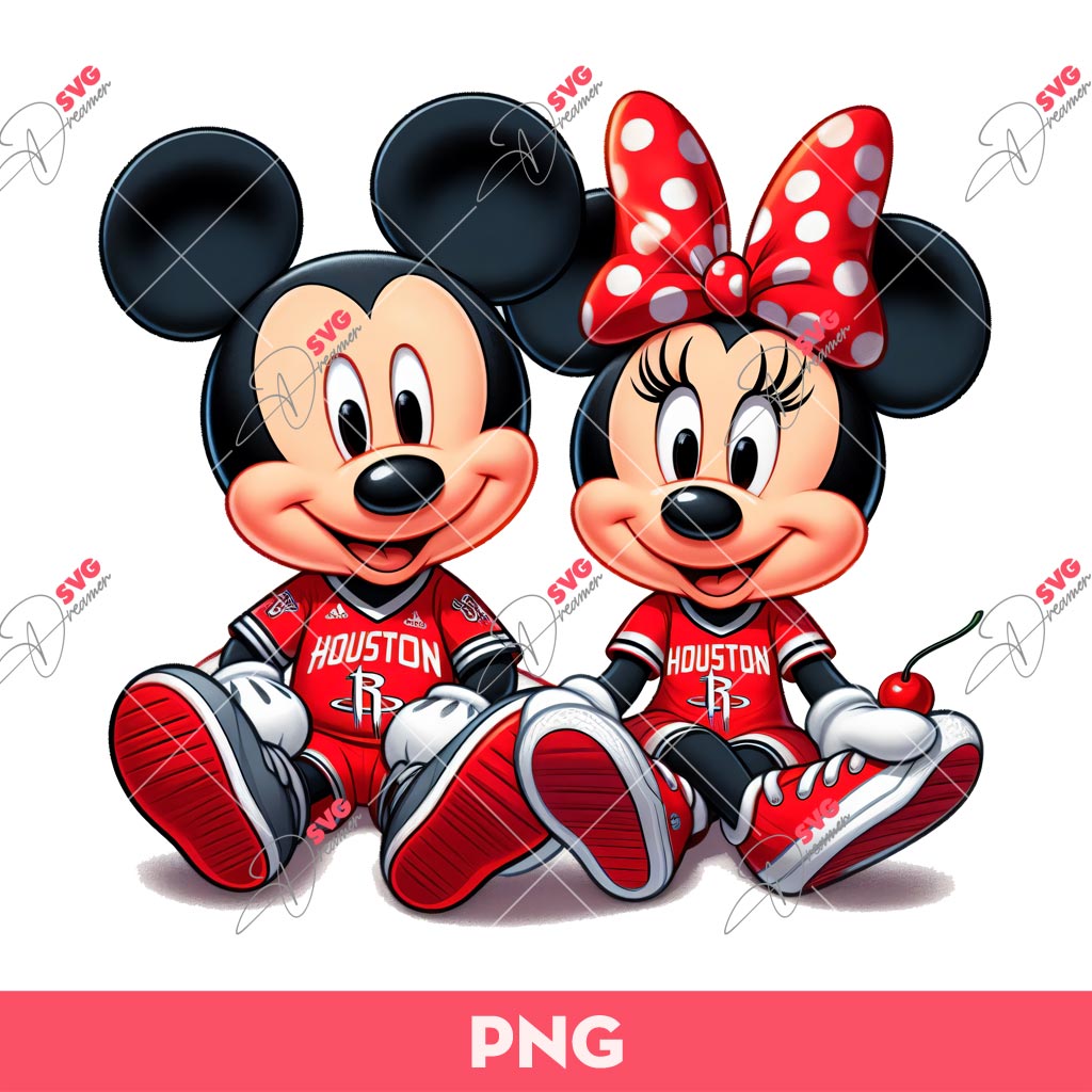 Mickey And Minnie Houston Rockets Basketball PNG, Disney Mouse Basketball PNG