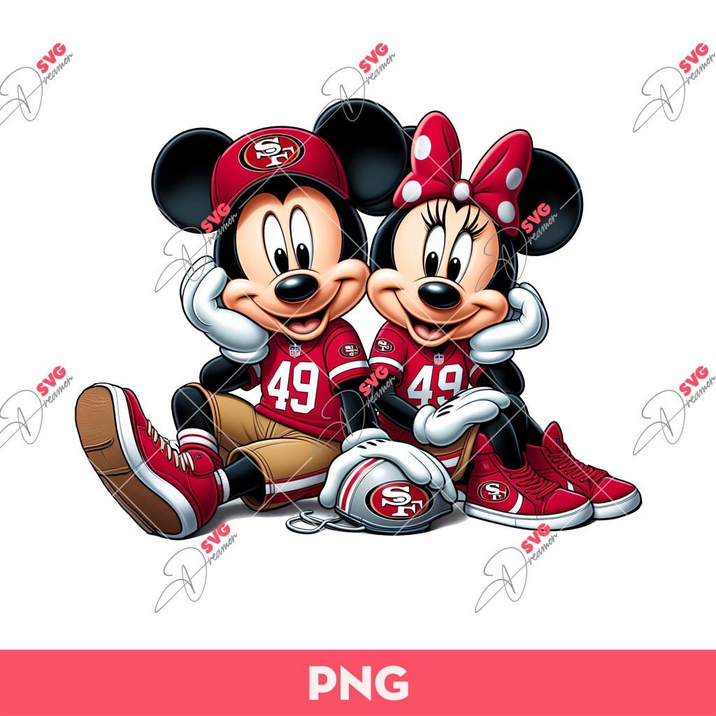 Mickey Minnie 49Ers Football PNG, Disney Mouse Fan 49Ers NFL PNG