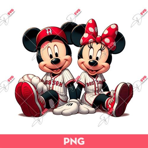 Mickey Minnie Fan Boston Red Sox Baseball PNG, Disney Mouse Baseball PNG