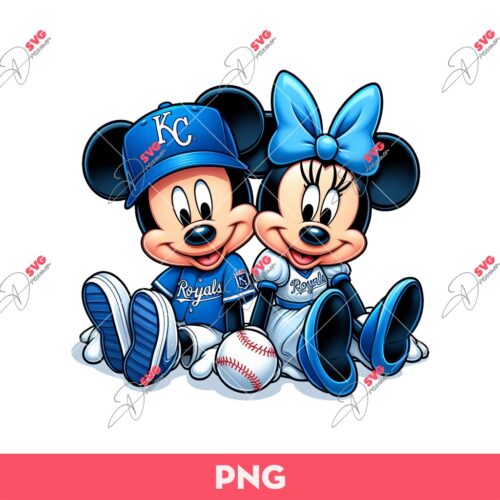 Mickey Minnie Kansas City Royals Baseball PNG, Disney Baseball PNG