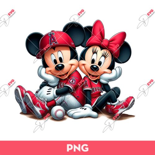 Mickey Minnie Los Angeles Angels Baseball PNG, Disney Mouse Fan LA Angels Baseball PNG