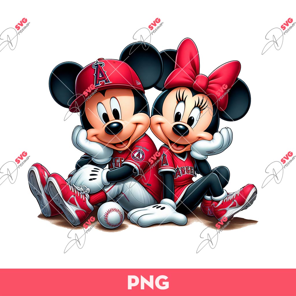 Mickey Minnie Los Angeles Angels Baseball PNG, Disney Mouse Fan LA Angels Baseball PNG