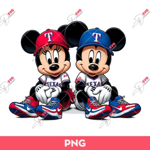 Mickey Minnie Mouse Fan Texas Rangers Baseball PNG, Disney Mouse Baseball PNG