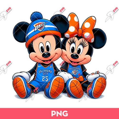 Mickey Minnie Oklahoma City Thunder Basketball PNG, Mickey Minnie Basketball PNG