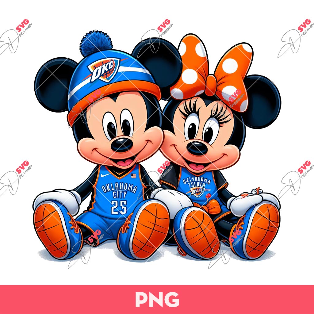Mickey Minnie Oklahoma City Thunder Basketball PNG, Mickey Minnie Basketball PNG