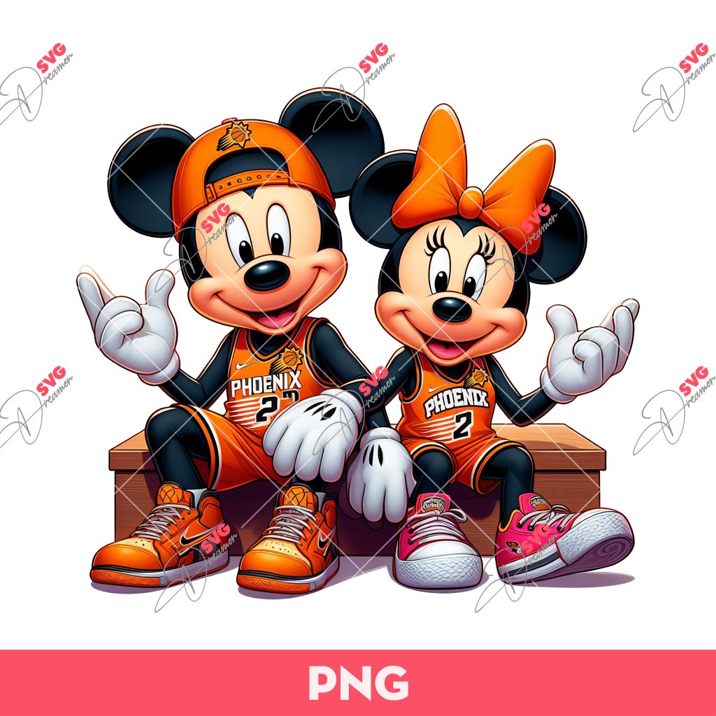 Mickey Minnie Phoenix Suns Basketball PNG, Disney Mickey Minnie Basketball PNG