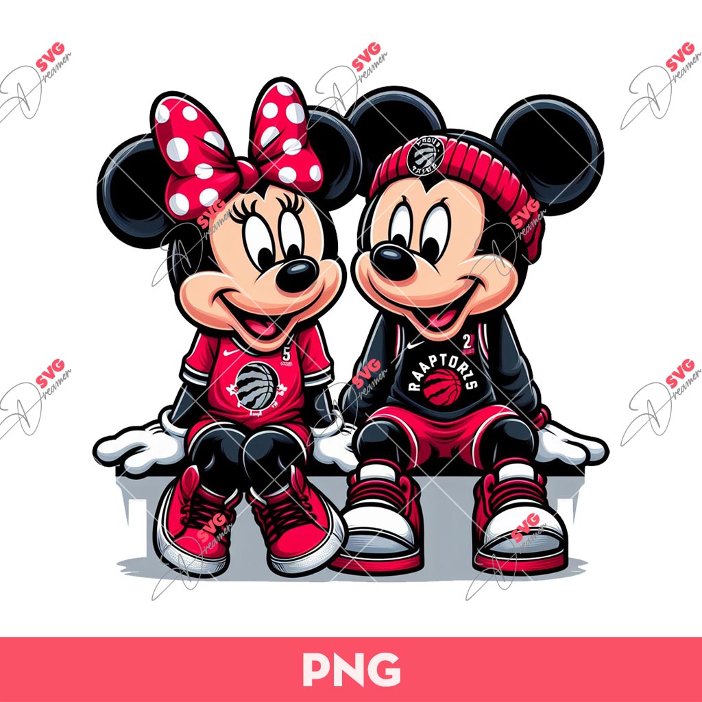 Mickey Minnie Toronto Raptors Basketball PNG, Disney Mouse Basketball PNG, Mickey And Minnie Fan Raptors PNG
