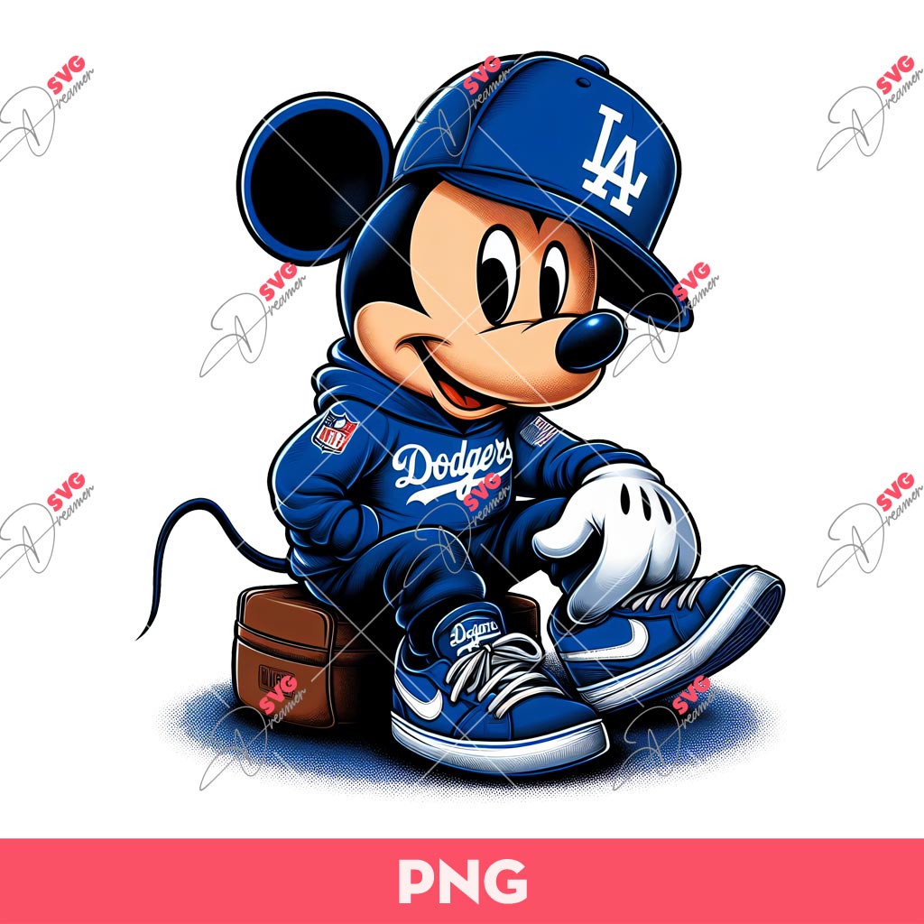 Mickey Mouse Los Angeles Dodgers Baseball PNG, Disney Mickey Mouse Baseball PNG