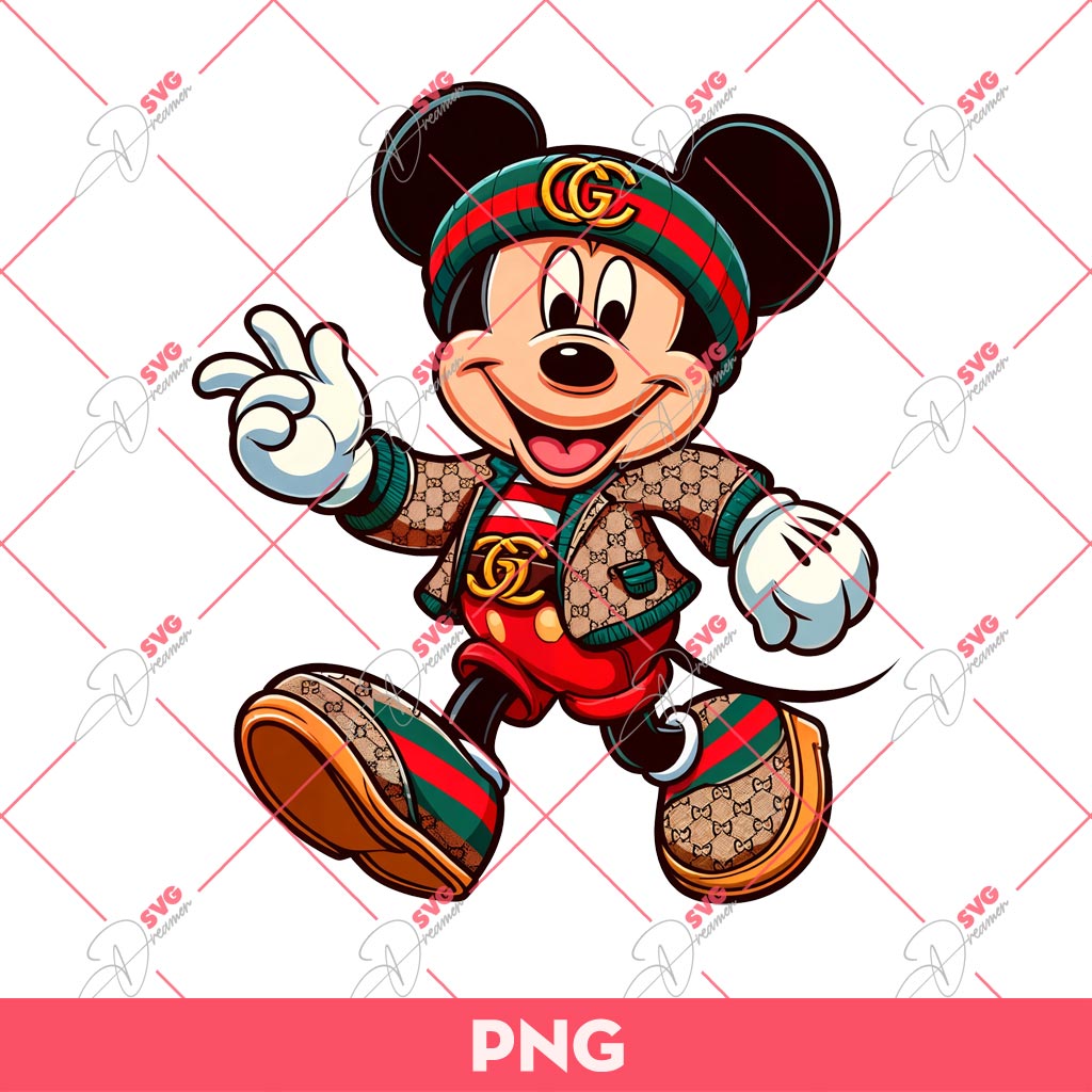 Mickey Mouse Wearing Gucci Fashion PNG, Mickey Gucci PNG
