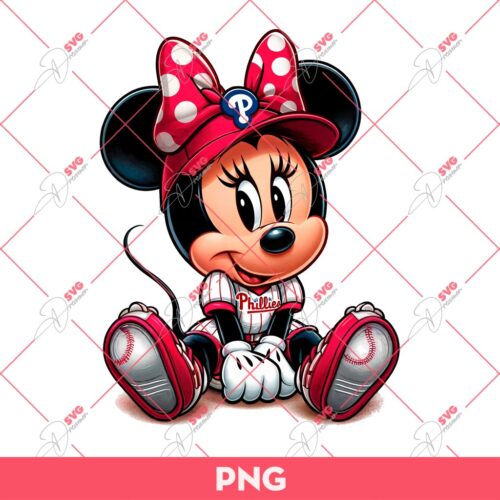 Minnie Philadelphia Phillies Baseball PNG, Disney Mouse Baseball PNG