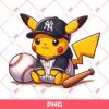 New York Yankees Pikachu Fan Baseball PNG, Pikachu Yankees PNG, Pikachu MLB Baseball PNG