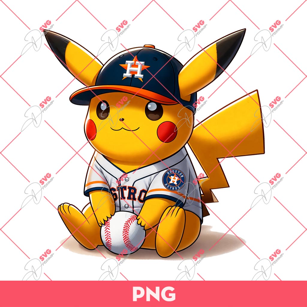 Pikachu Astros Baseball PNG, Houston Astros Baseball Pokemon Pikachu PNG