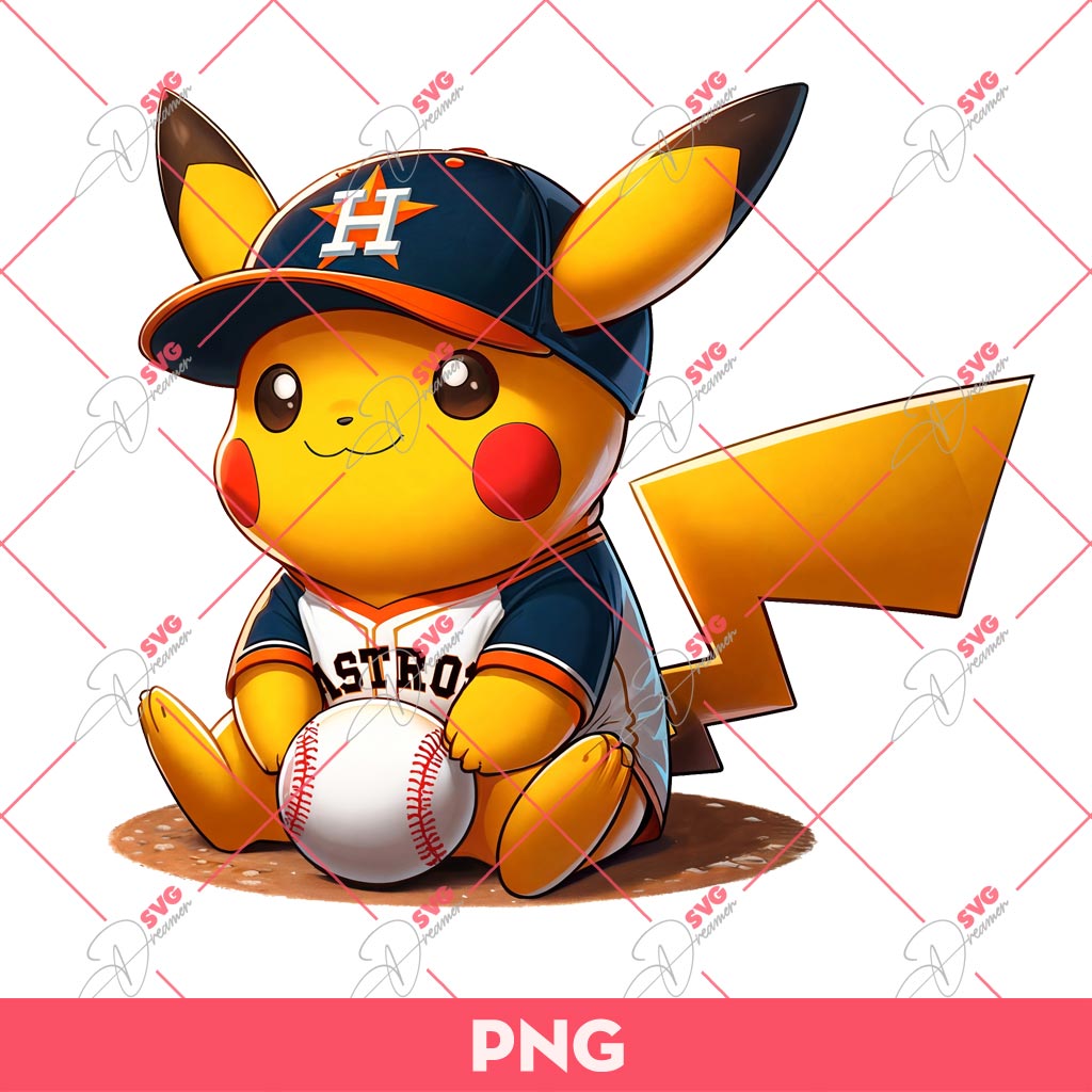 Pikachu Baseball Fan Houston Astros PNG, Pokemon Astros MLB PNG