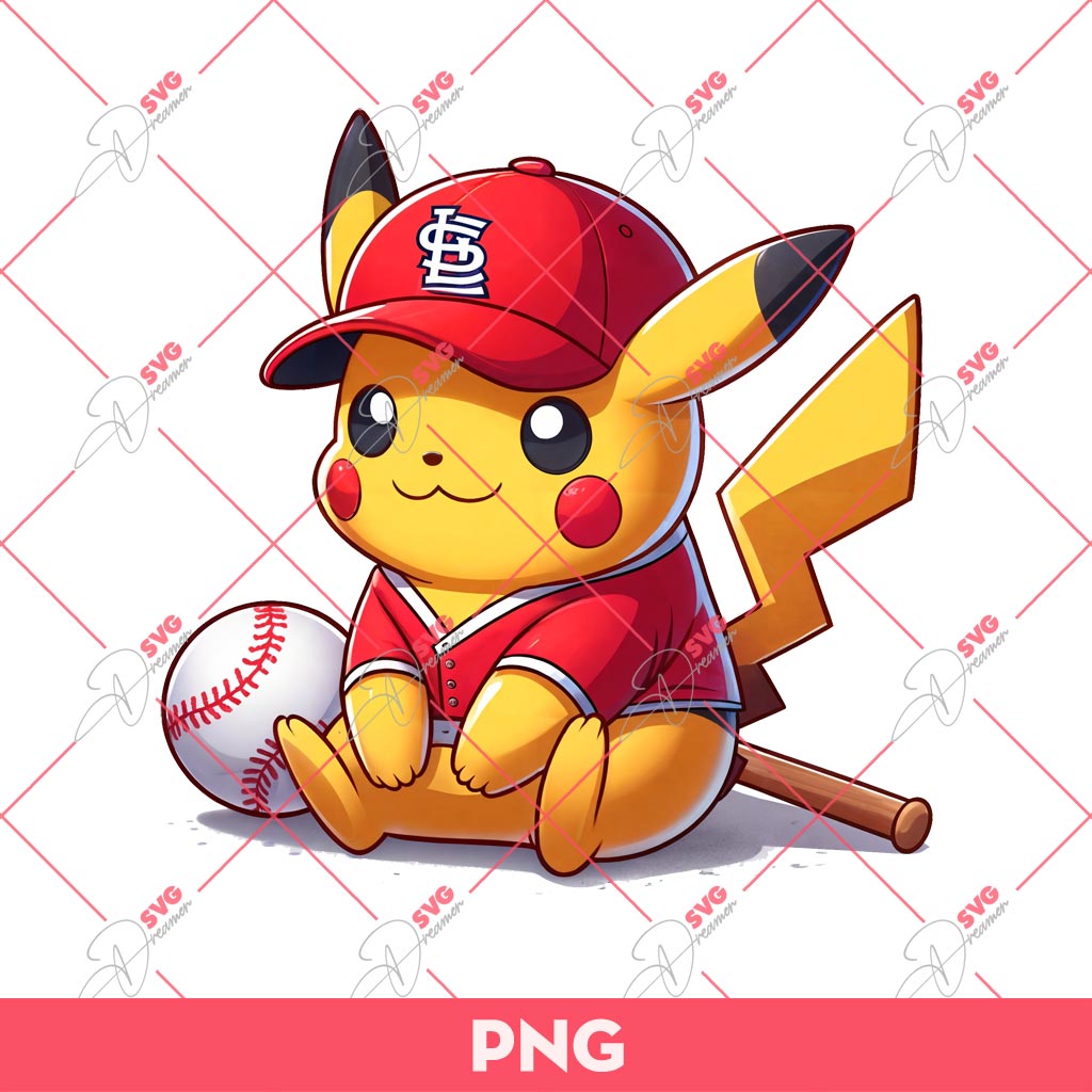 Pikachu Baseball Fan St Louis Cardinals PNG, Pikachu Cardinals MLB PNG