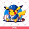 Pikachu Dodgers Baseball PNG, Pokemon Pikachu LA Dodgers PNG, Pikachu Dodgers MLB PNG