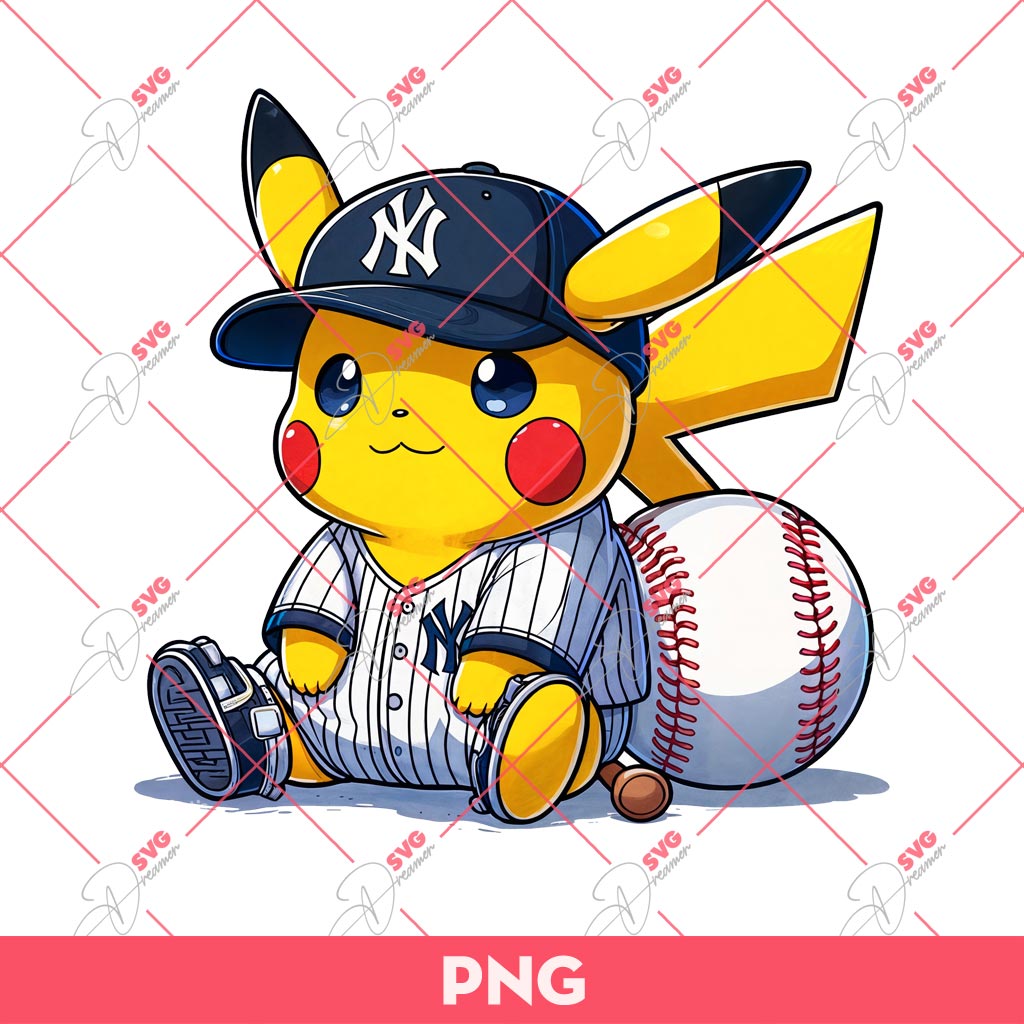 Pikachu Fan NY Yankees Baseball PNG, Pokemon Baseball Yankees PNG
