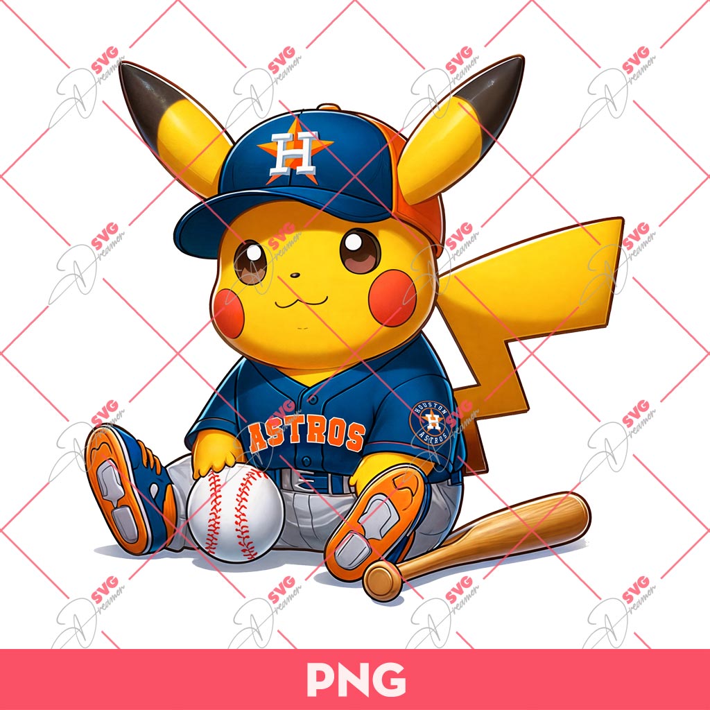 Pikachu Houston Astros PNG, Pikachu Baseball PNG