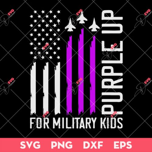 Purple Up For Military SVG PNG, Kids Military American Flag SVG PNG, Purple Up Military SVG PNG DXF EPS