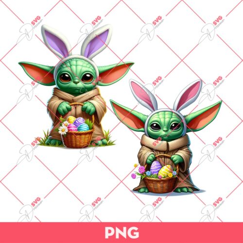 Star Wars Baby Yoda Easter PNG, Yoda Bunny Easter PNG