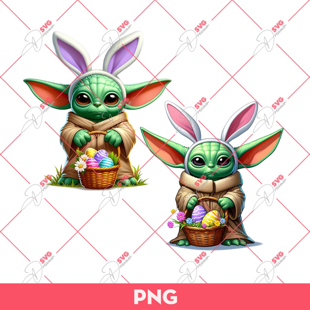 Star Wars Baby Yoda Easter PNG, Yoda Bunny Easter PNG