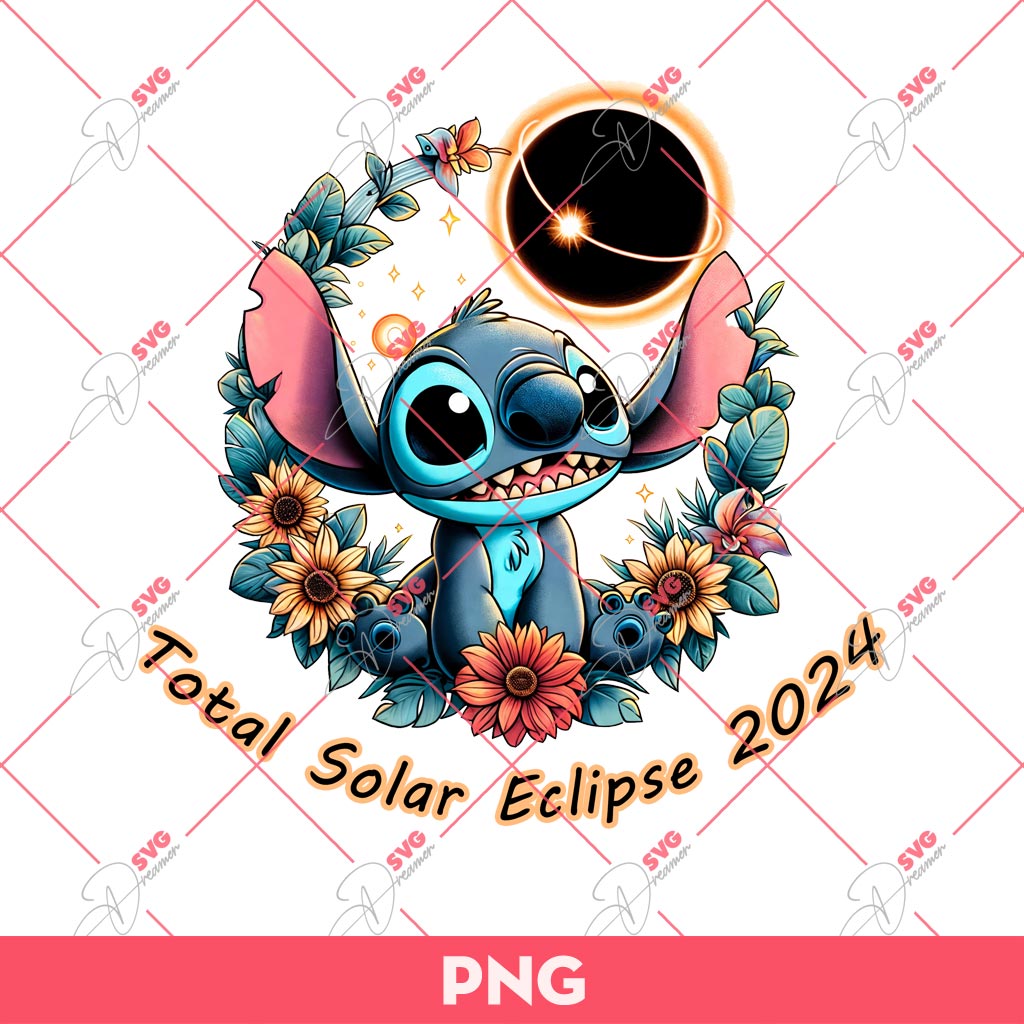 Stitch And Total Solar Eclipse 2024 PNG, Total Solar Eclipse April 8 2024 PNG