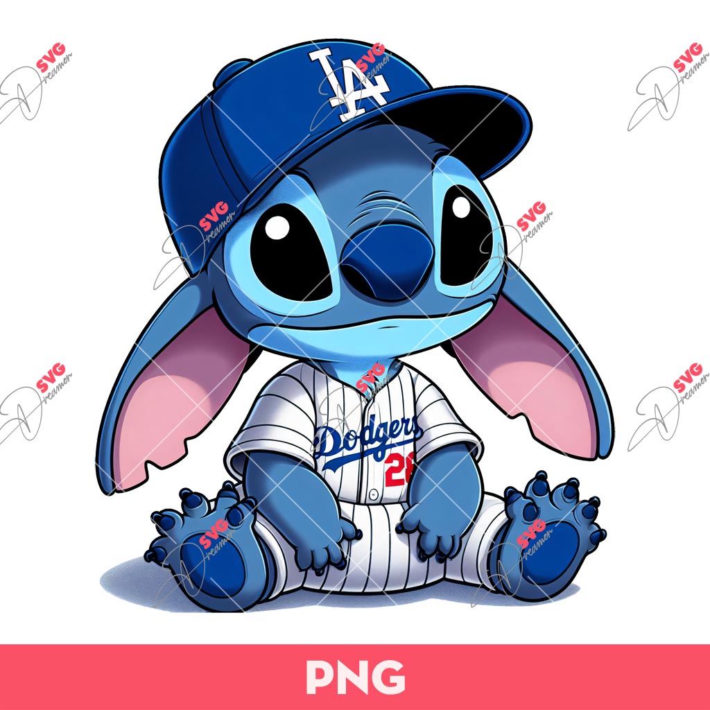 Stitch Baseball Los Angeles Dodgers PNG, Disney Stitch Baseball PNG