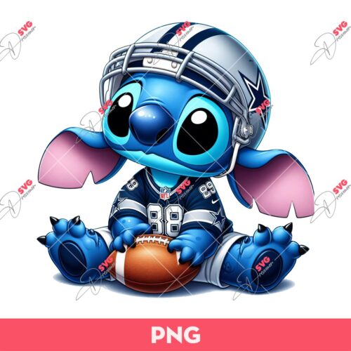 Stitch Cowboys Football PNG, Disney Stitch Dallas Cowboys NFL PNG
