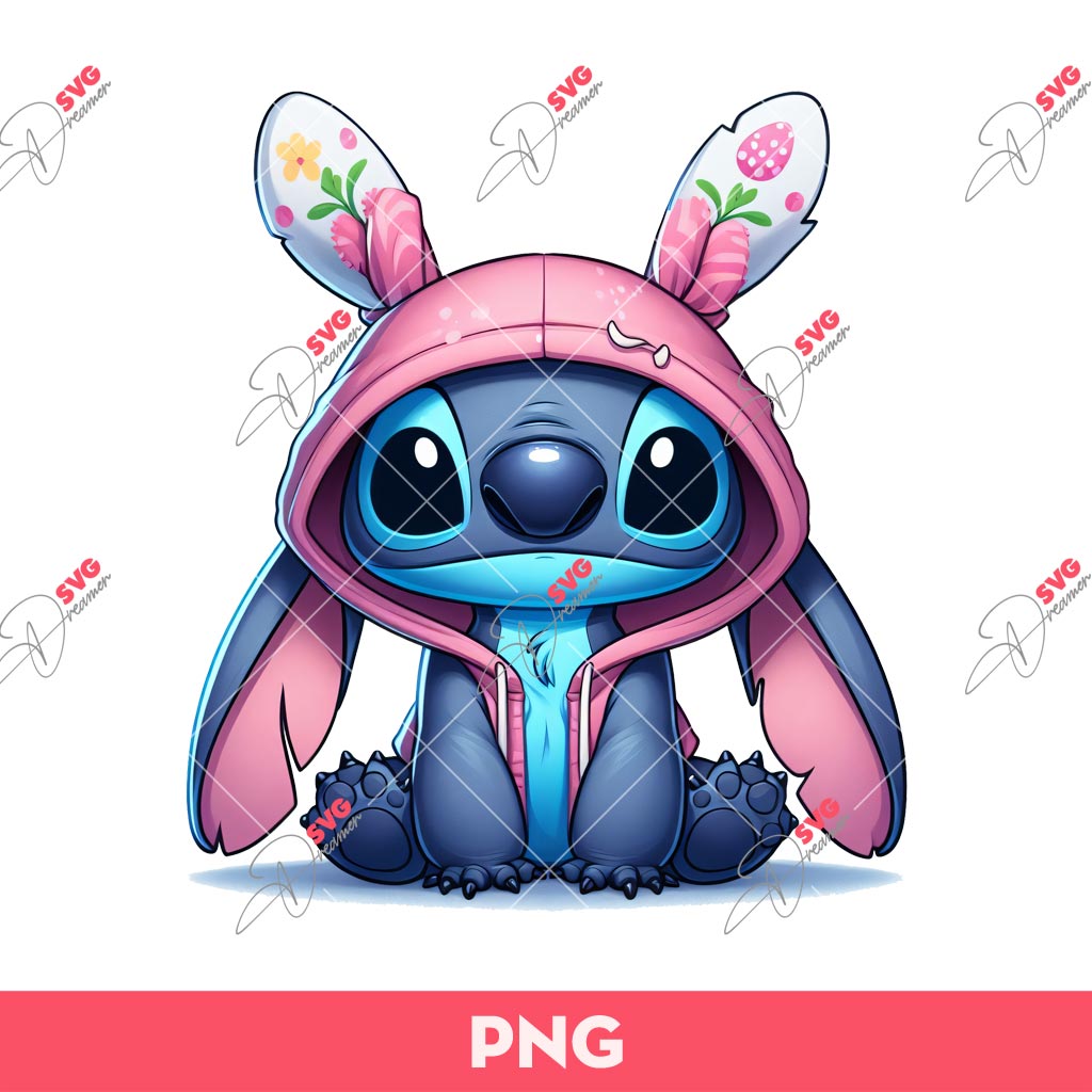 Stitch Easter PNG, Stitch Bunny Easter PNG, Happy Easter Stitch Bunny PNG