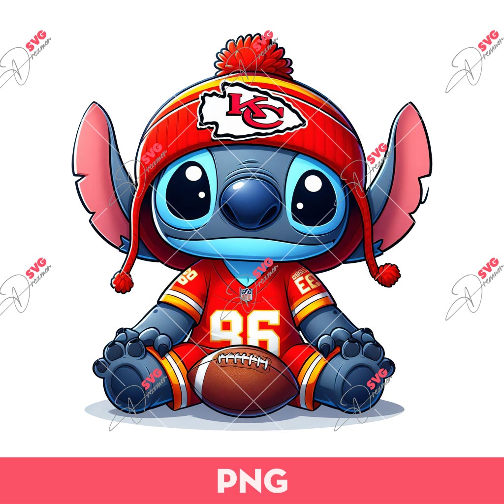 Stitch Kansas City Chiefs PNG, Stitch Football Fan KC Chiefs PNG