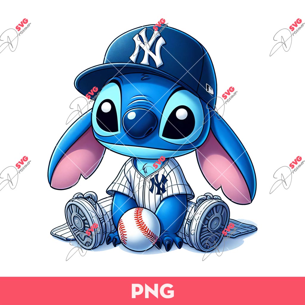 Stitch NY Yankees Baseball PNG, Stitch Baseball PNG, Stitch New York Yankees PNG