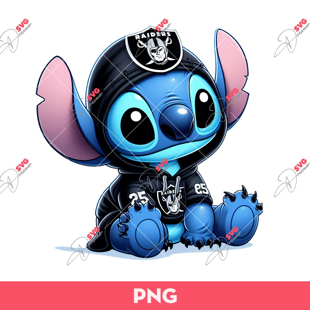 Stitch Raiders PNG, Stitch Las Vegas Raiders Football PNG