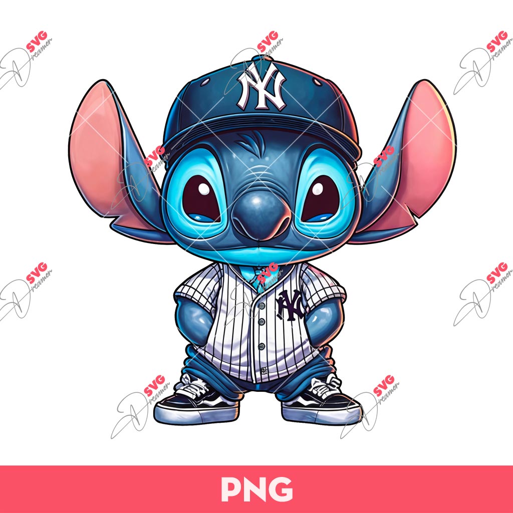 Stitch Yankees PNG, Stitch Baseball PNG, Stitch New York Yankees Baseball PNG
